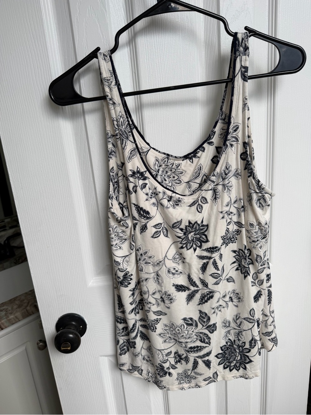 Soma Cream Tank Top with Black Floral Print